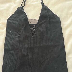 Free People Black Ribbed Halter Top